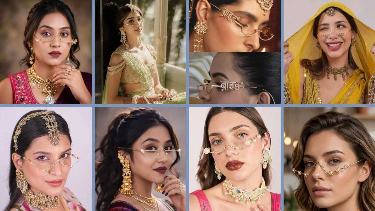 facelets styling ideas, Khushi Jain Bridal Facelets, facelets bridal trend, pinterest bridal accessories, fashion forward bridal accessories, how to wear facelets