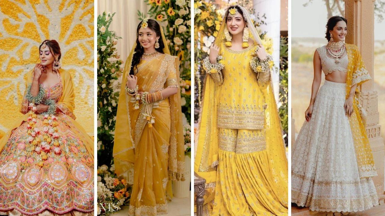classic lehanga for haldi function, Saree look for haldi, Haldi Outfit for a bride, outfit for haldi, Trending bridal Haldi dress, ethnic bridal haldi dress, haldi bridal look, bride haldi ceremony, haldi dress for women, modern haldi bridal dress, bridal haldi saree look, Haldi Outfit for bride, trending haldi outfit for bride, Anarkali dress for haldi, Simple dress ideas for haldi function, Haldi look for bride in saree, Simple haldi dress ideas for bride, haldi function dress, white outfit ideas for haldi function, open choli dress idea for bride haldi , Off shoulder outfit for haldi , Unique bridal haldi outfit ideas, Floral Haldi dress ideas for bride,Printed Cotton Saree ,Simple Uneven Stitched Suit ,A Minimalistic Kaftaan